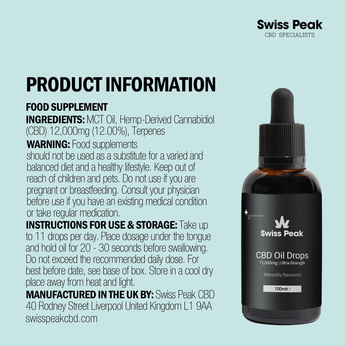 Swiss Peak CBD Oil 12000mg 100ml