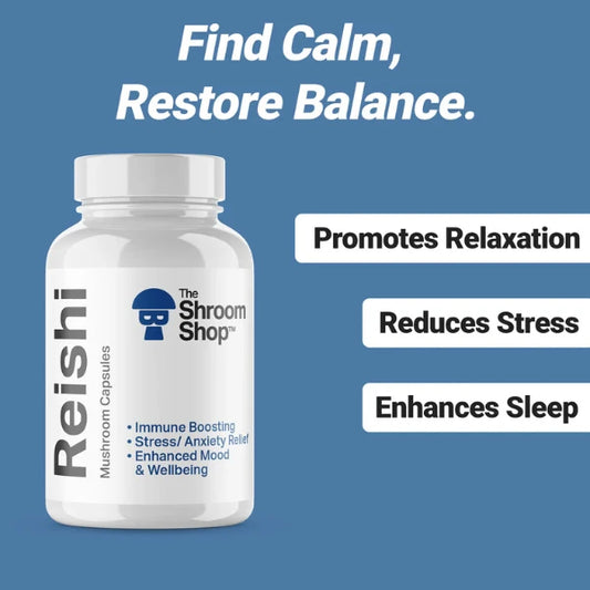The Shroom Shop Reishi Mushroom 45000mg Capsules nootropic benefits | The CBD Hut