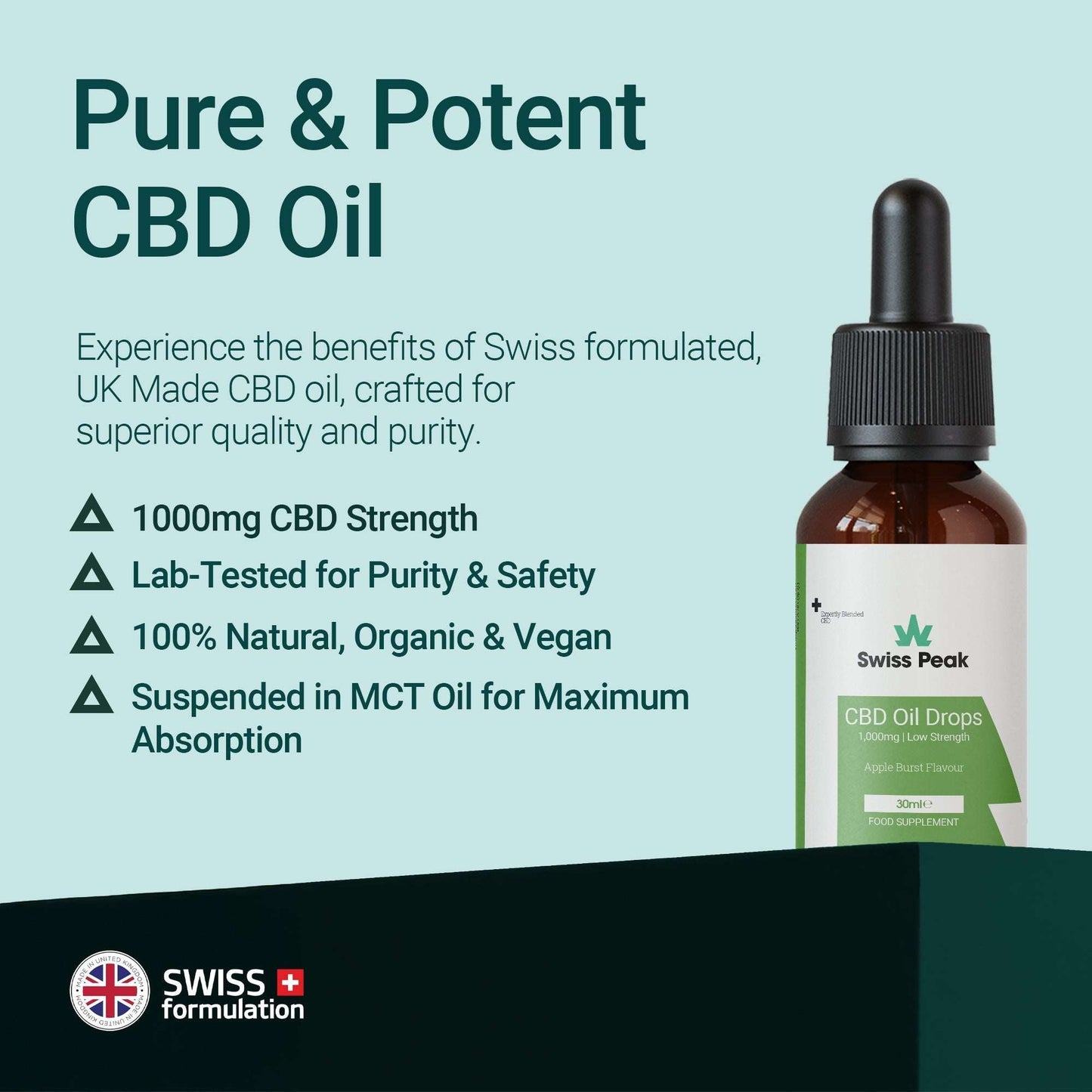 Swiss Peak CBD Apple CBD Oil 1000mg 30ml