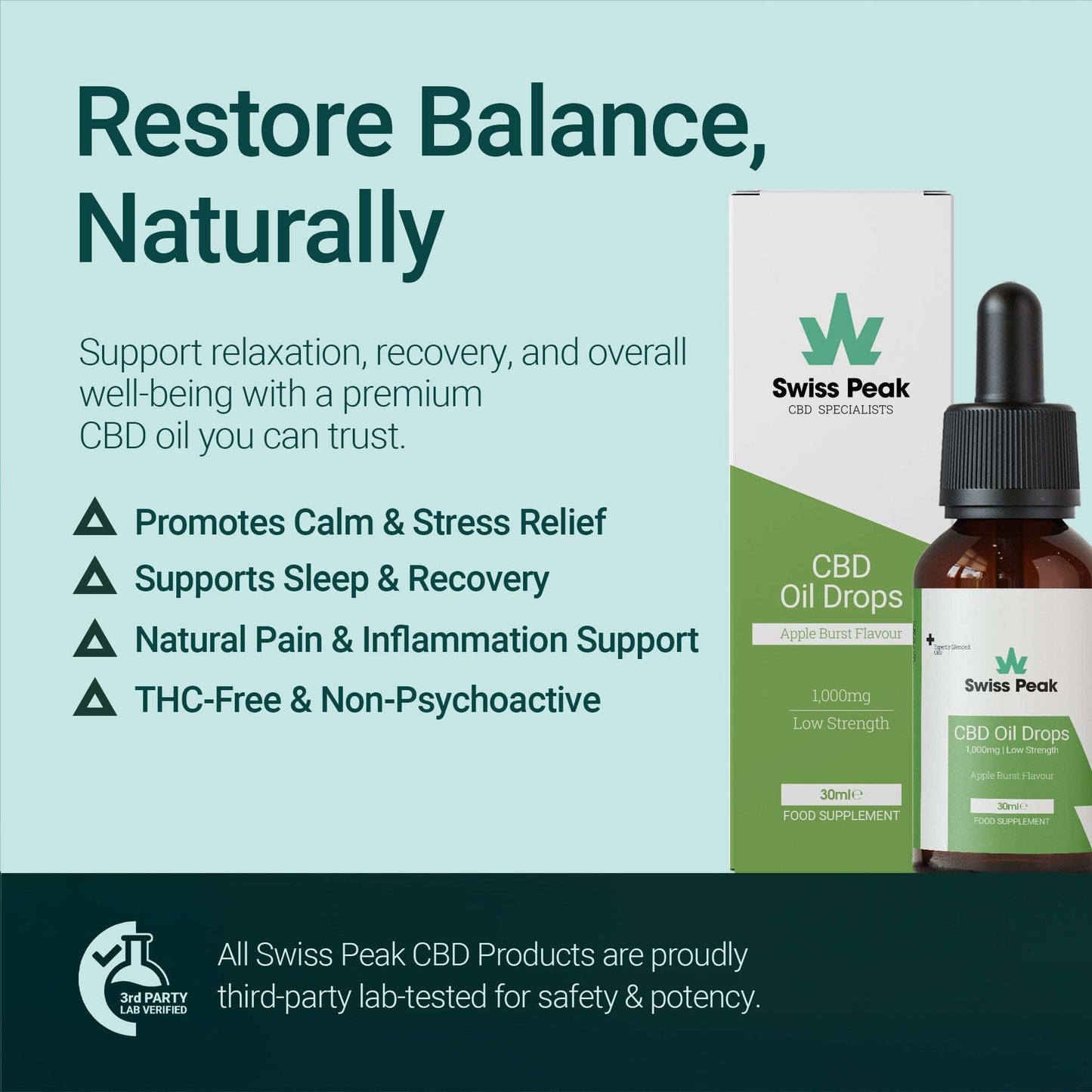 Swiss Peak CBD Apple CBD Oil 1000mg 30ml