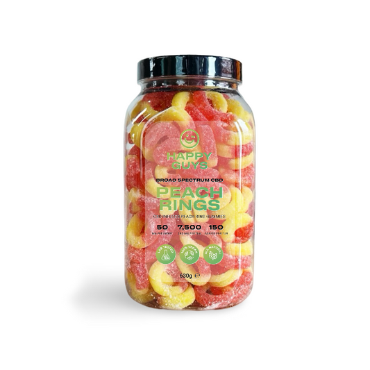 Happy Guys 7500mg CBD Gummies - Peach Rings - Large Tub | The CBD Hut