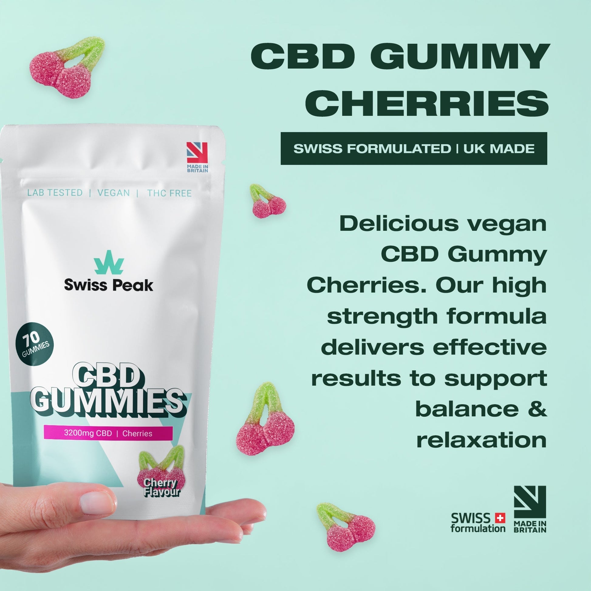 Swiss Peak CBD Cherry Gummies 70 Gummies