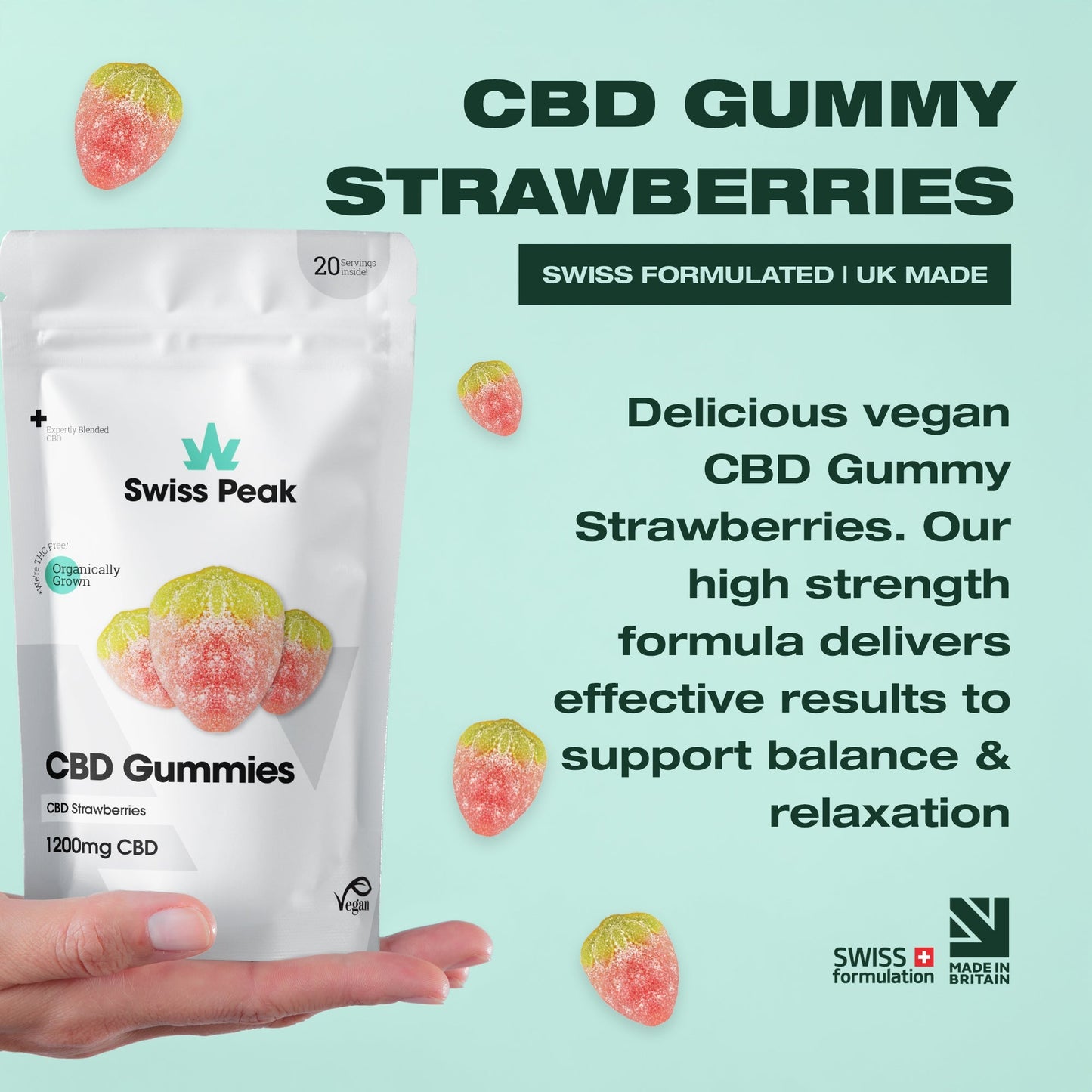 Swiss Peak CBD Gummy Strawberries 20 Gummies