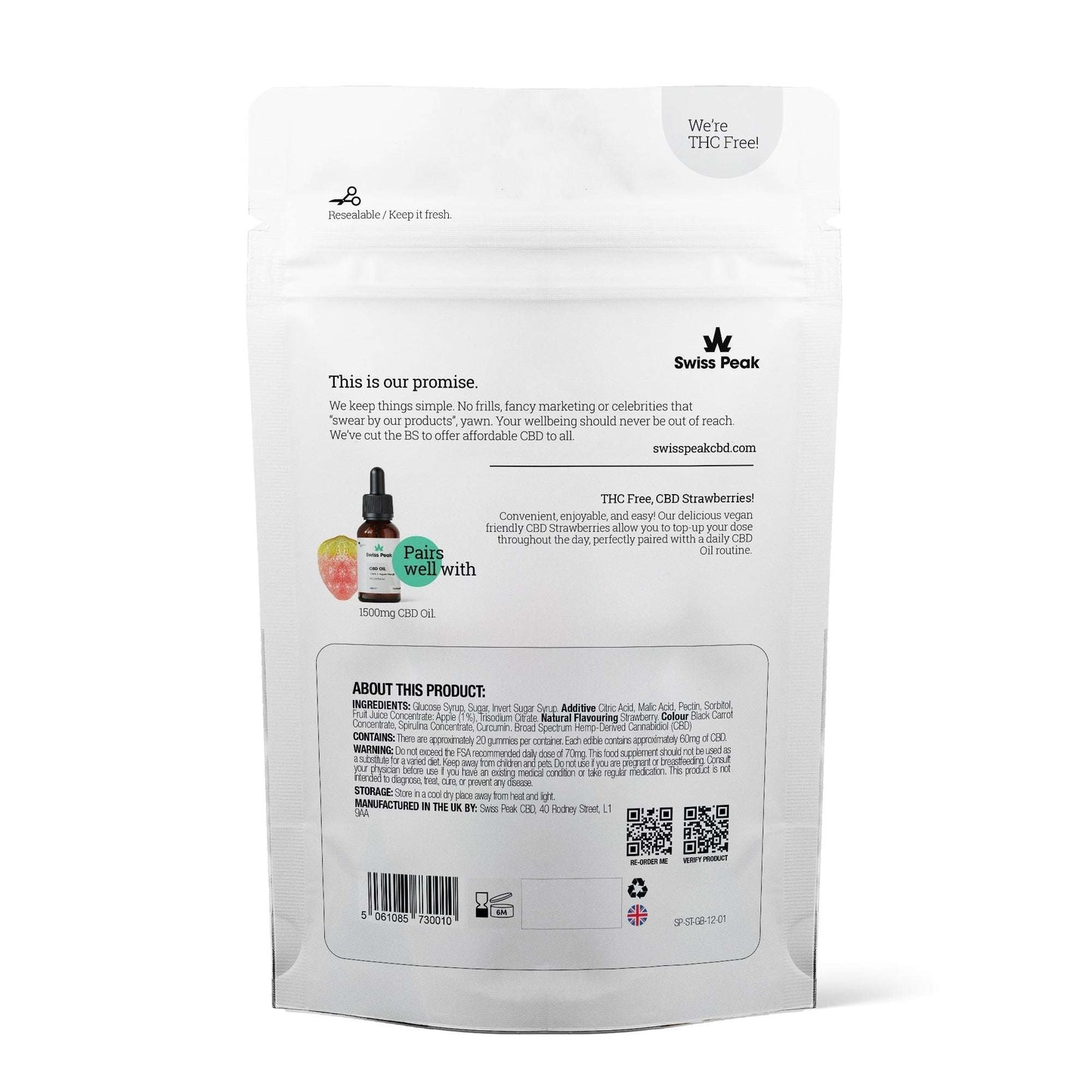 Swiss Peak CBD Gummy Strawberries 1200mg 20 Pack product image