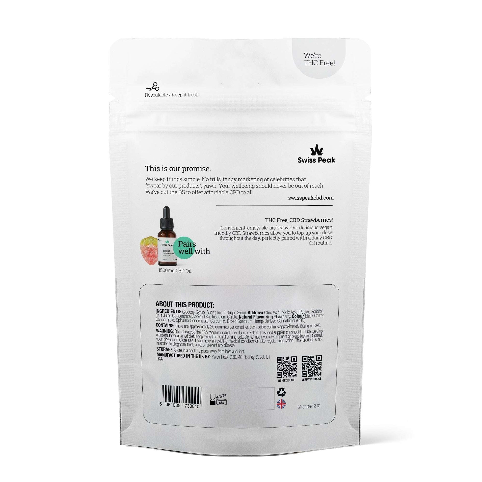 Swiss Peak CBD Gummy Strawberries 1200mg 20 Pack product image