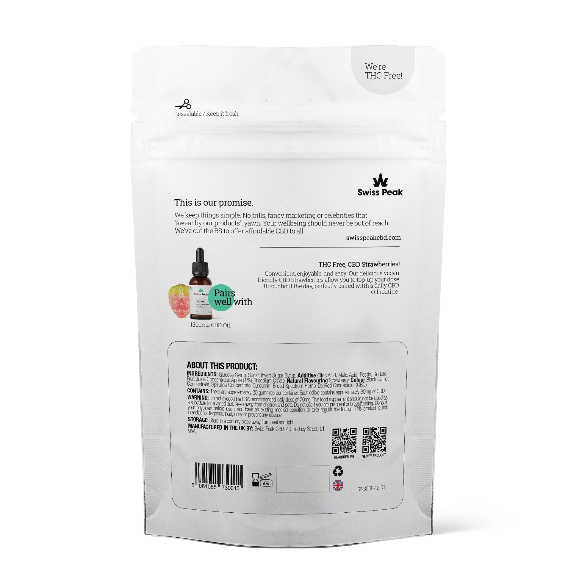 Swiss Peak CBD Gummy Strawberries 20 Gummies