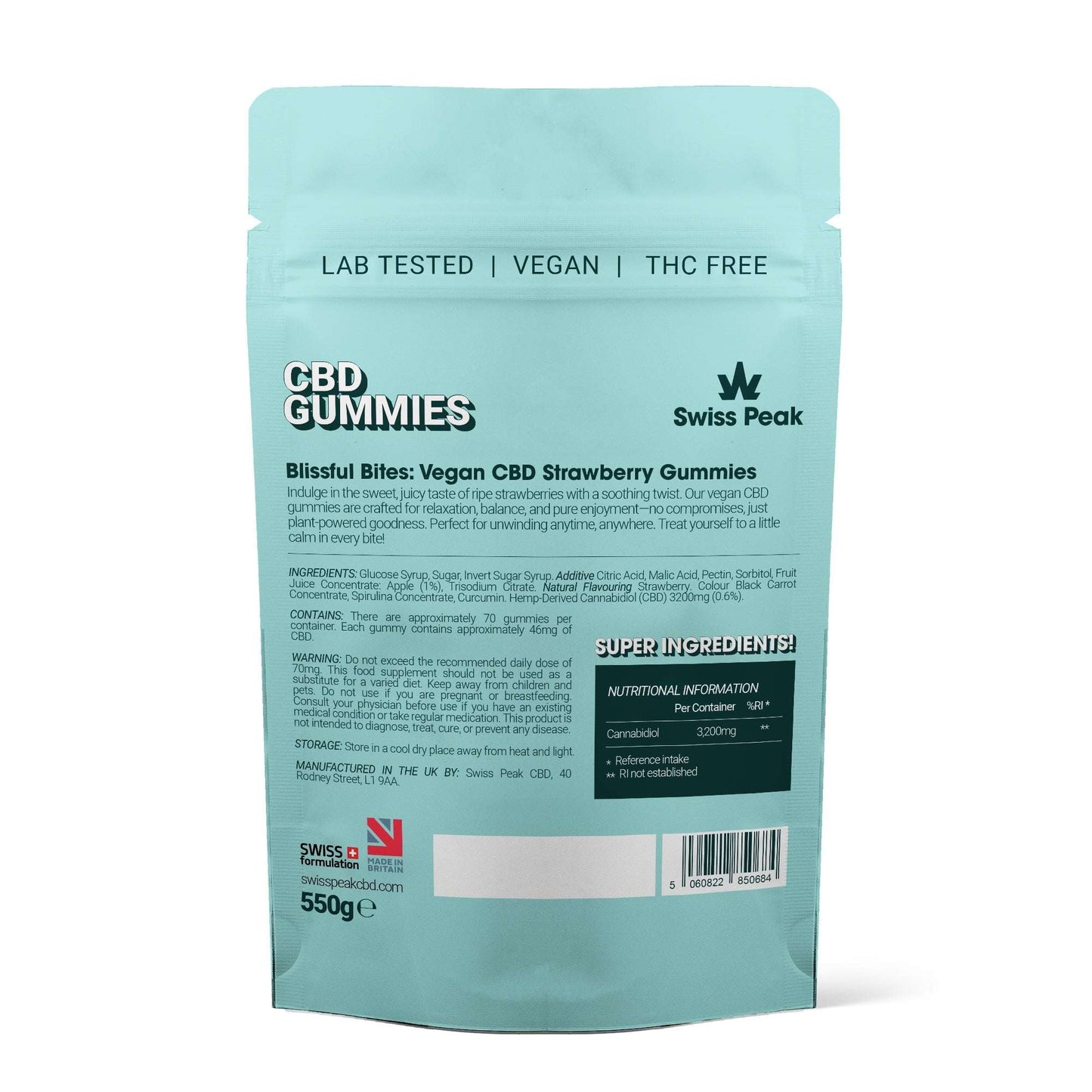 Swiss Peak CBD Strawberry Gummies 70 Gummies product image from Swiss Peak CBD