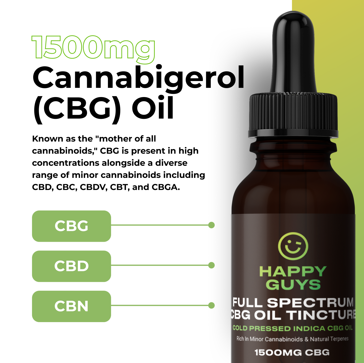 Happy Guys 1500mg Full Spectrum CBG Oil - 30ml | The CBD Hut