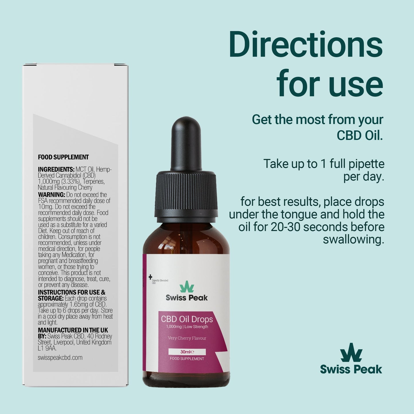 Swiss Peak CBD Cherry CBD Oil 1000mg 30ml