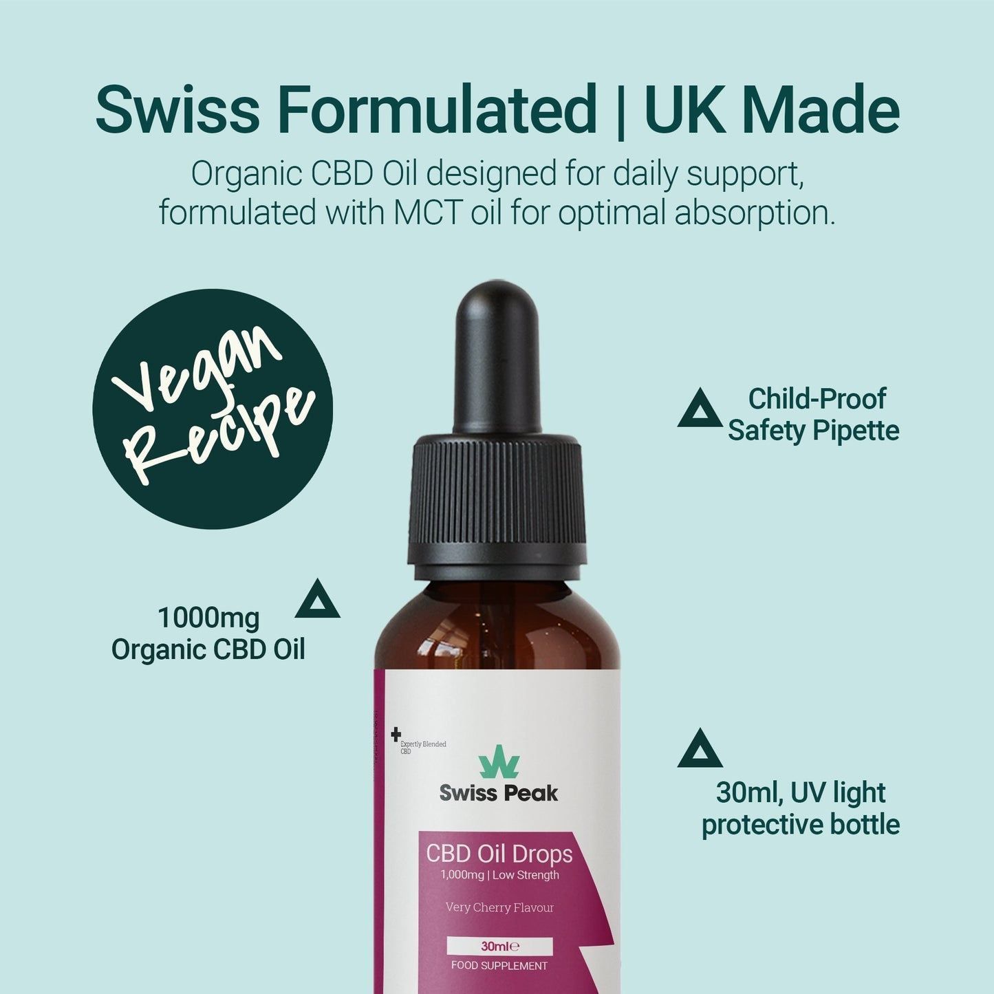 Swiss Peak CBD Cherry CBD Oil 1000mg 30ml