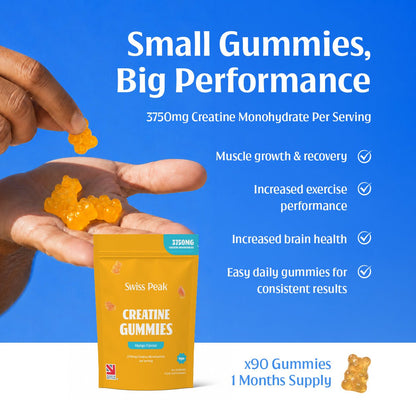 Swiss Peak mango creatine gummies close-up