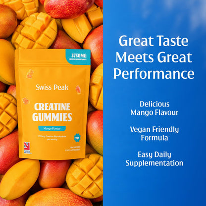 Swiss Peak Creatine Gummies three-gummy serving graphic
