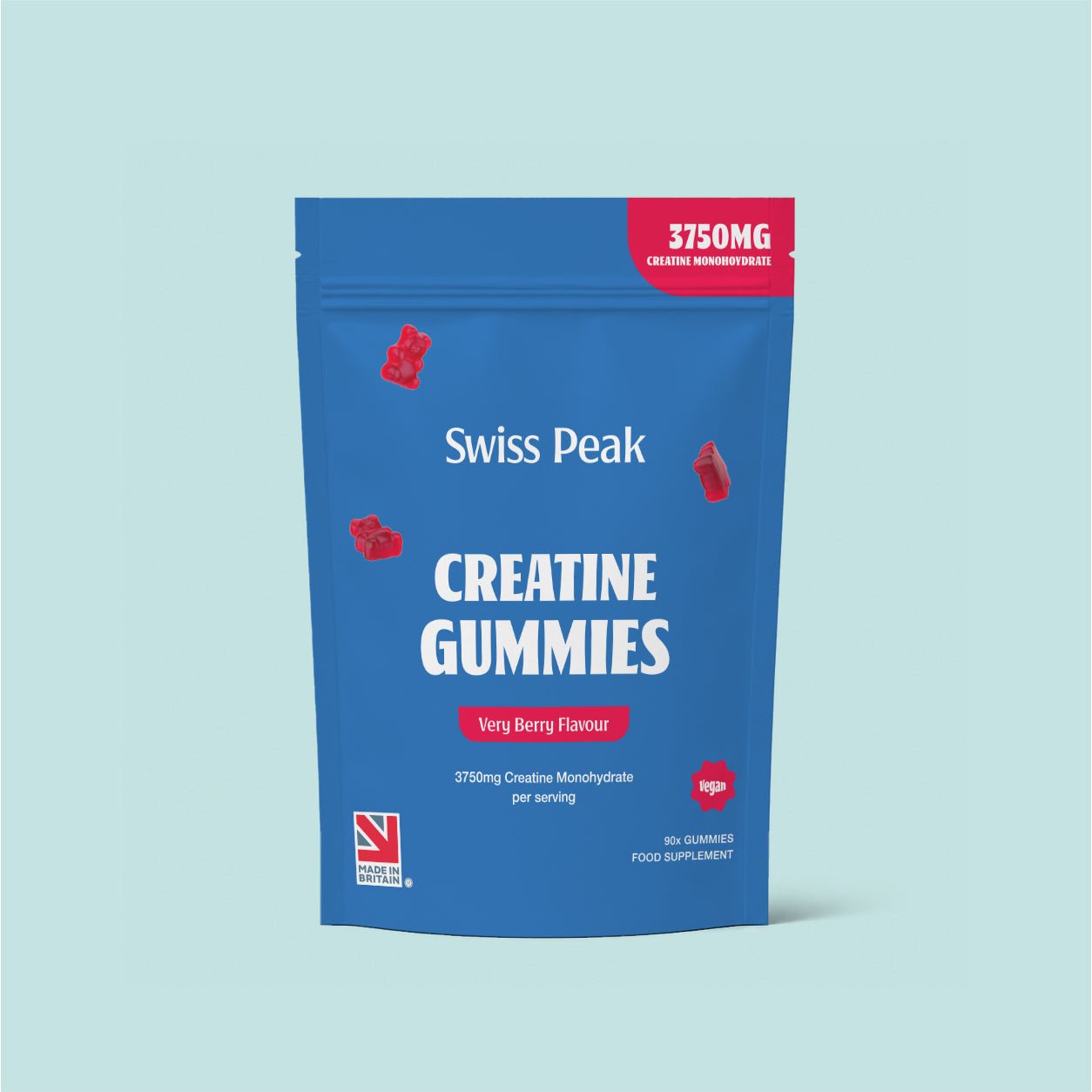 Creatine Gummies 3750mg Creatine Monohydrate Very Berry Flavour 90 Vegan Gummies
