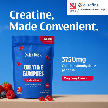 Creatine Gummies 3750mg Creatine Monohydrate Very Berry Flavour 90 Vegan Gummies