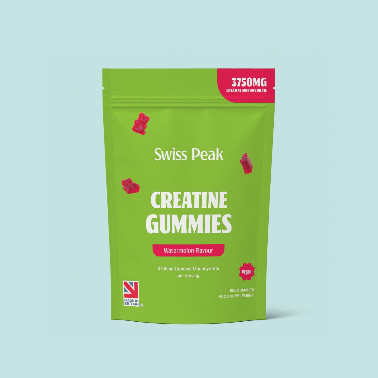 Creatine Gummies 3750mg Creatine Monohydrate Watermelon Flavour 90 Vegan Gummies