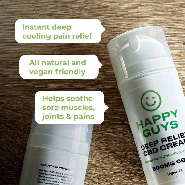 Happy Guys 500mg CBD Deep Pain Relief Muscle & Joint Cream - 100ml | The CBD Hut