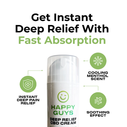 Happy Guys 500mg CBD Deep Pain Relief Muscle & Joint Cream - 100ml | The CBD Hut