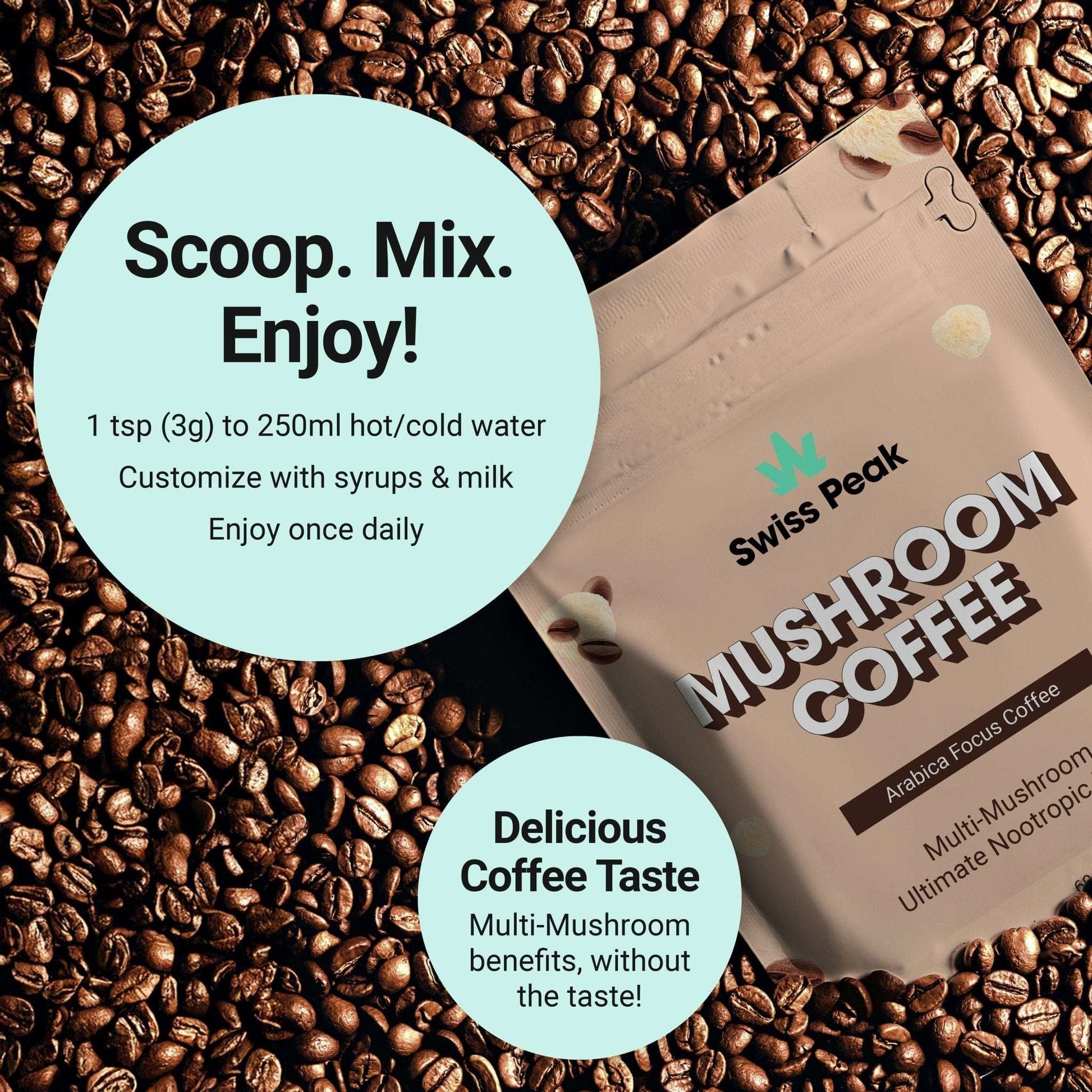Swiss Peak Functional Mushroom Coffee 60 Servings at The CBD Hut