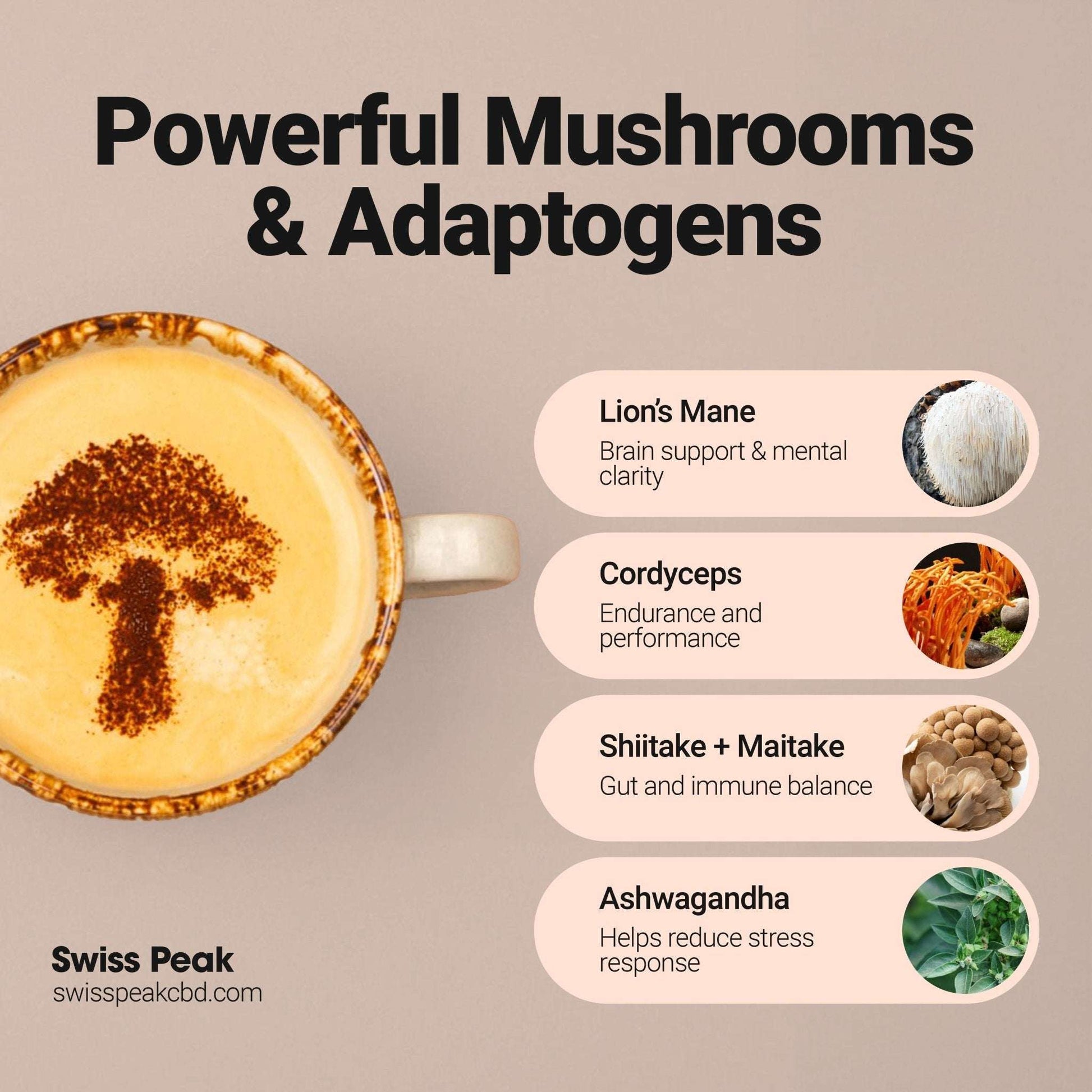 Swiss Peak Functional Mushroom Coffee 60 Servings at The CBD Hut