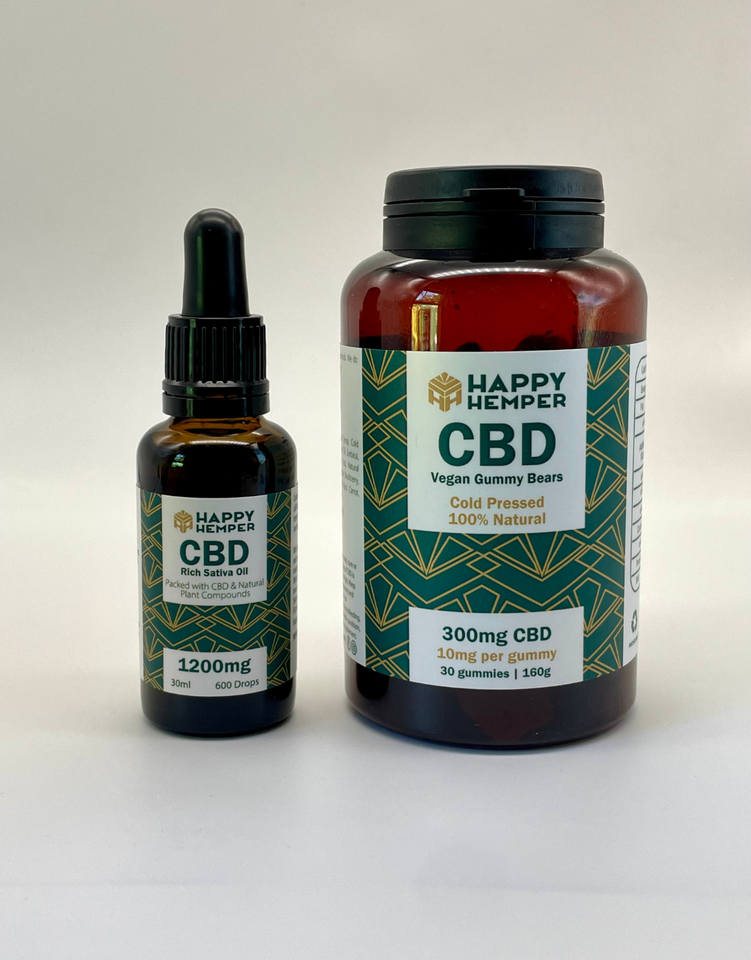 Happy Hemper Day & Night CBD Bundle with 1200mg oil and 300mg vegan gummies
