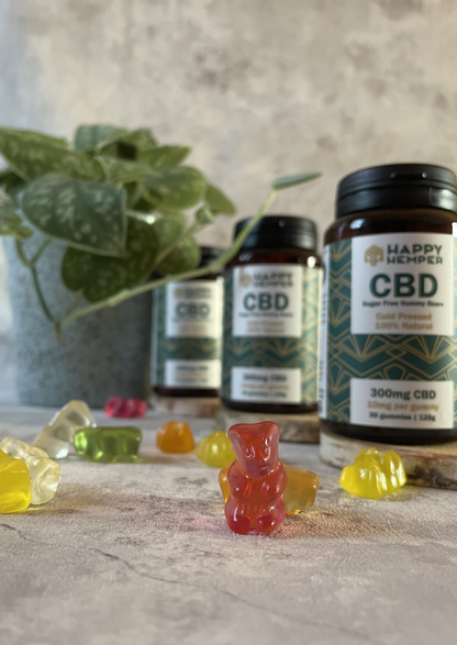 Happy Hemper Sugar-Free CBD Gummy Bears with mixed gummy bears