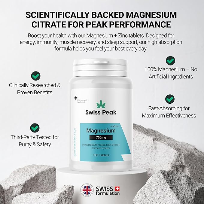 Swiss Peak CBD Magnesium Citrate Tablets 750mg 60 Servings