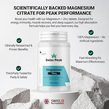 Swiss Peak CBD Magnesium Citrate Tablets 750mg 60 Servings