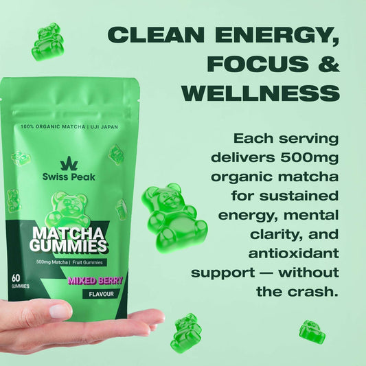 Swiss Peak CBD Matcha Gummies Mixed Berry 60 Gummies product image from Swiss Peak CBD