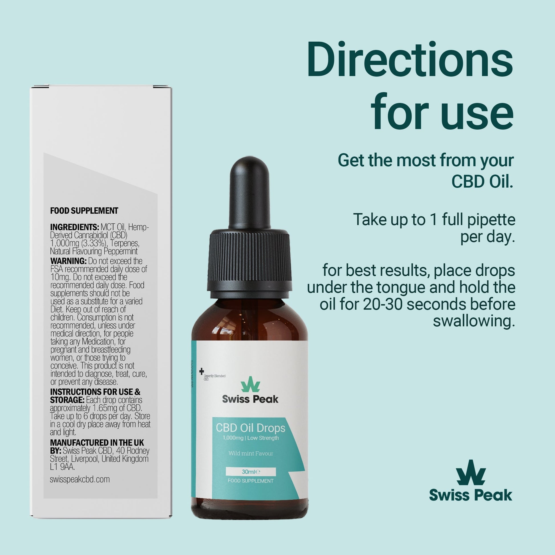 Swiss Peak CBD Mint CBD Oil 1000mg 30ml