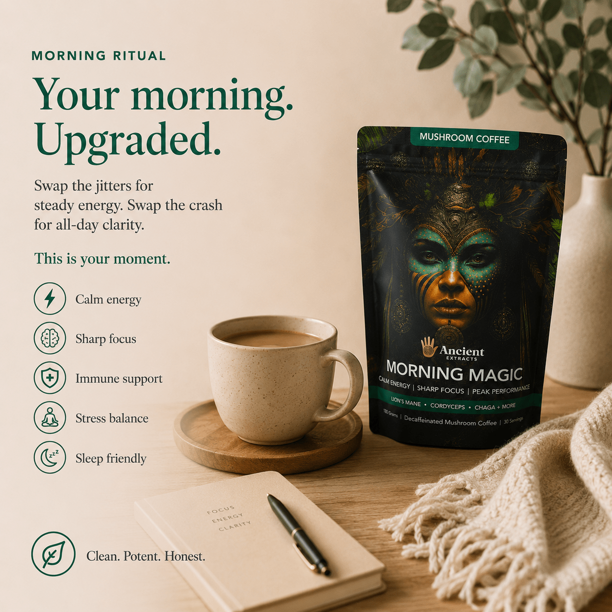 Ancient Extracts Morning Magic Decaf Coffee Starter Kit