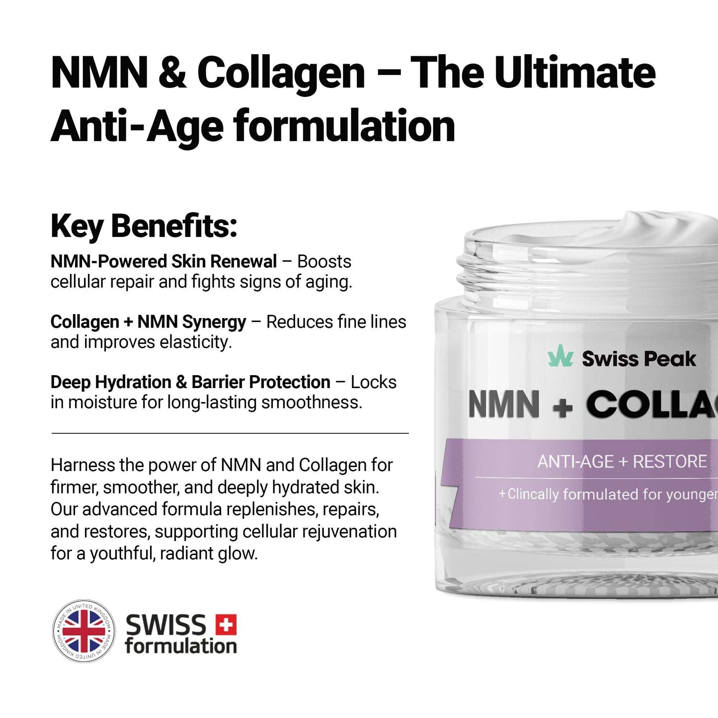 Swiss Peak CBD NMN + Collagen Face Cream 50ml