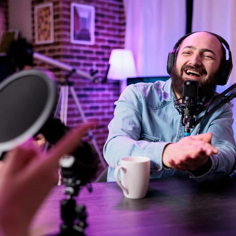 Podcast host interviewing the owner of The CBD Hut