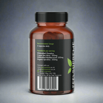 Feel Supreme Sea Moss Bladderwrack and Spirulina Capsules bottle
