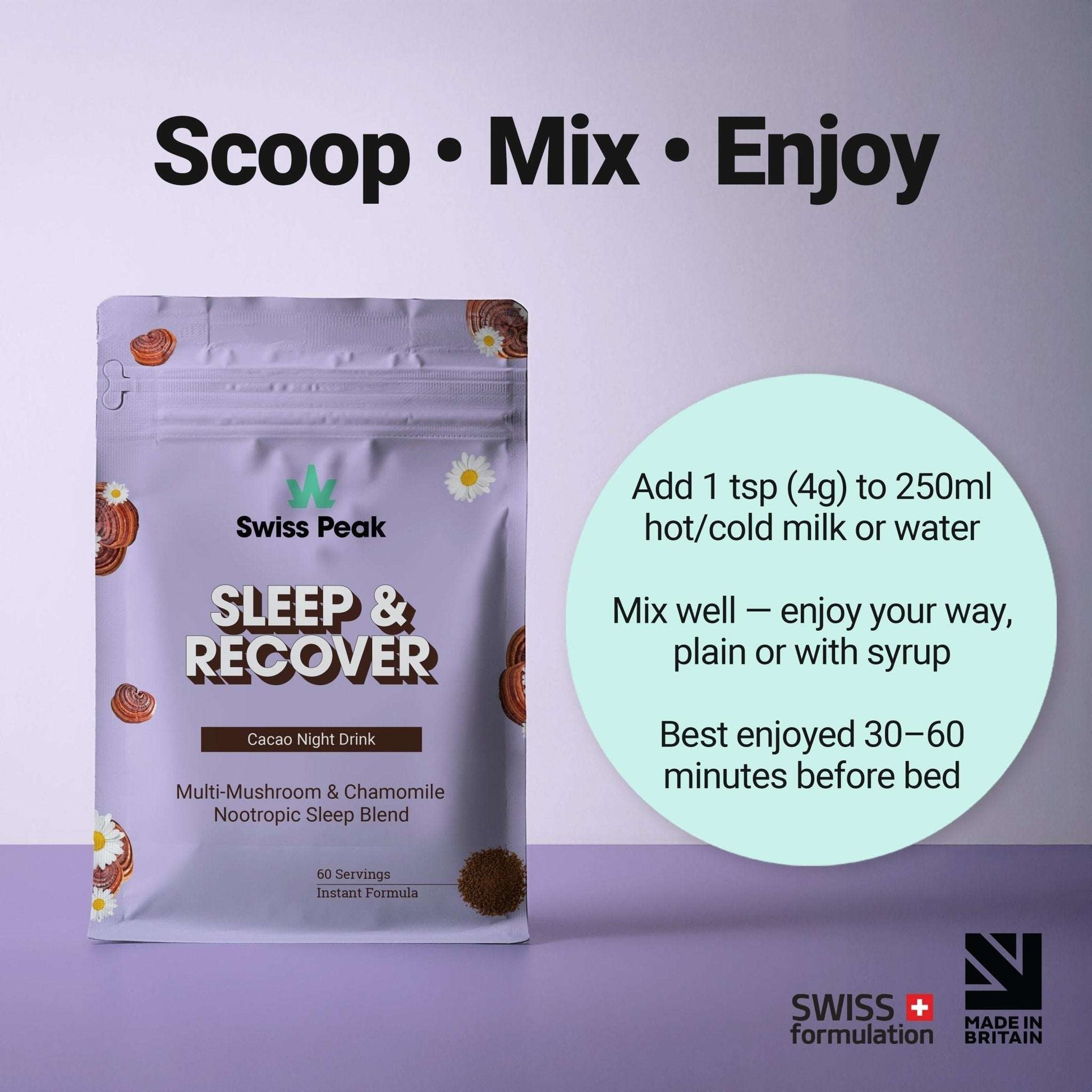 Swiss Peak CBD Night Mushroom Cacao Blend 60 Servings