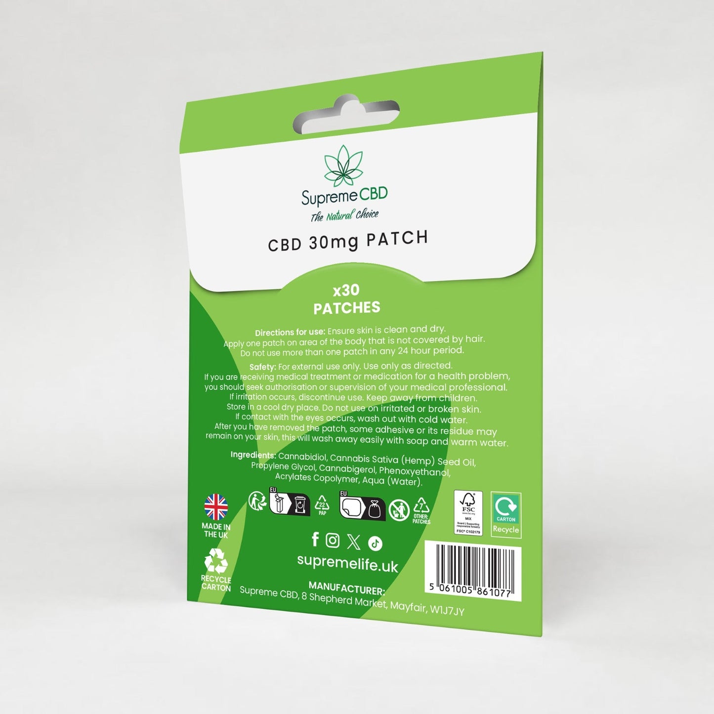 Supreme CBD Patches 30mg 30 Pack