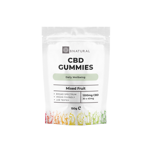 Bnatural 1200mg Broad Spectrum CBD Mixed Fruit Gummies - 30 Pieces - The CBD Hut