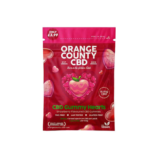 Orange County CBD 100mg Mini CBD Gummy Hearts - 6 Pieces - The CBD Hut
