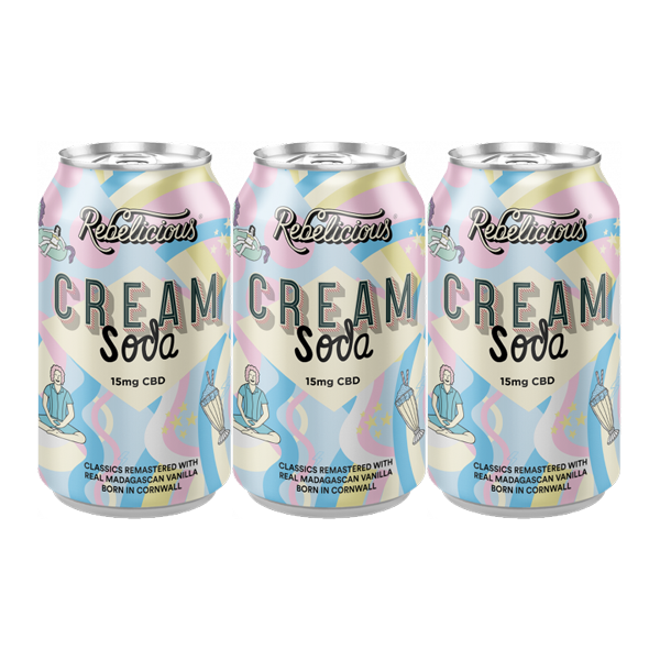 12 x Rebelicious 15mg CBD Cream Soda Sparkling Soft Drink - 330ml - The CBD Hut