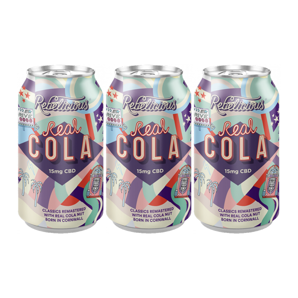 12 x Rebelicious 15mg CBD Real Cola Sparkling Soft Drink - 330ml - The CBD Hut