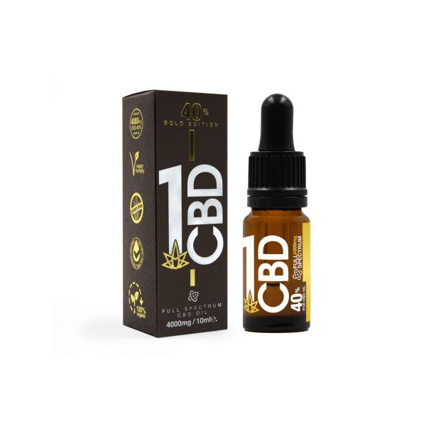 1CBD 40% Pure Hemp 4000mg CBD Oil Gold Edition 10ml - The CBD Hut