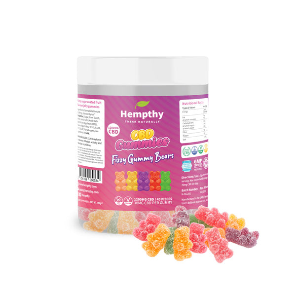 Hempthy 1200mg CBD Fizzy Gummy Bears - 40 pieces - The CBD Hut