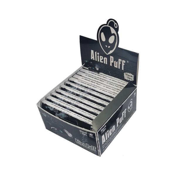 33 Alien Puff King Size Black Rolling Papers With Tips - The CBD Hut