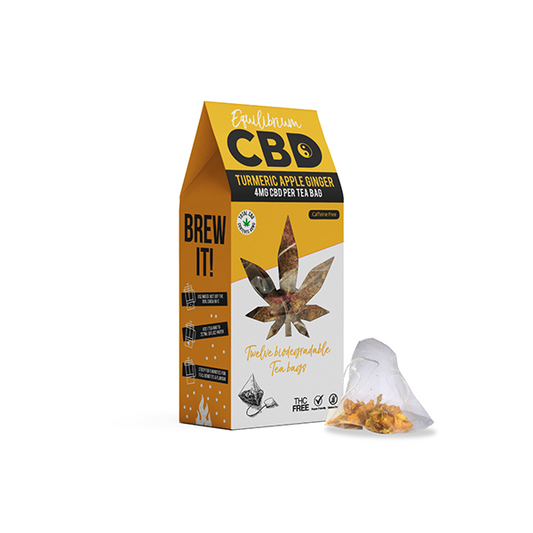 Equilibrium CBD 48mg Full Spectrum Turmeric & Ginger Tea Bags Box of 12 (BUY 2 GET 1 FREE) - The CBD Hut